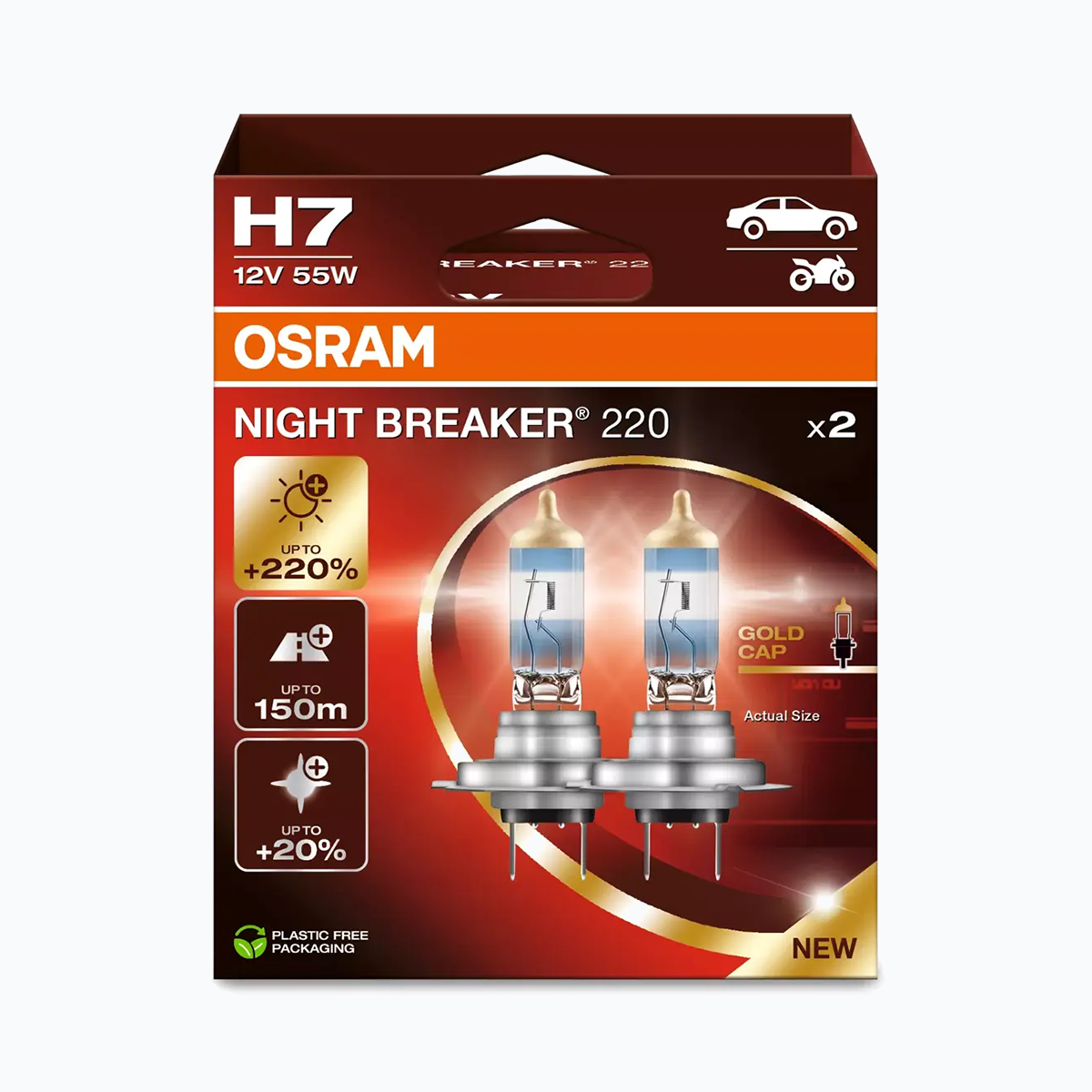 OSRAM 12 VOLT H7 55 WATT %220 FAZLA IŞIK NIGHT BREAKER 220